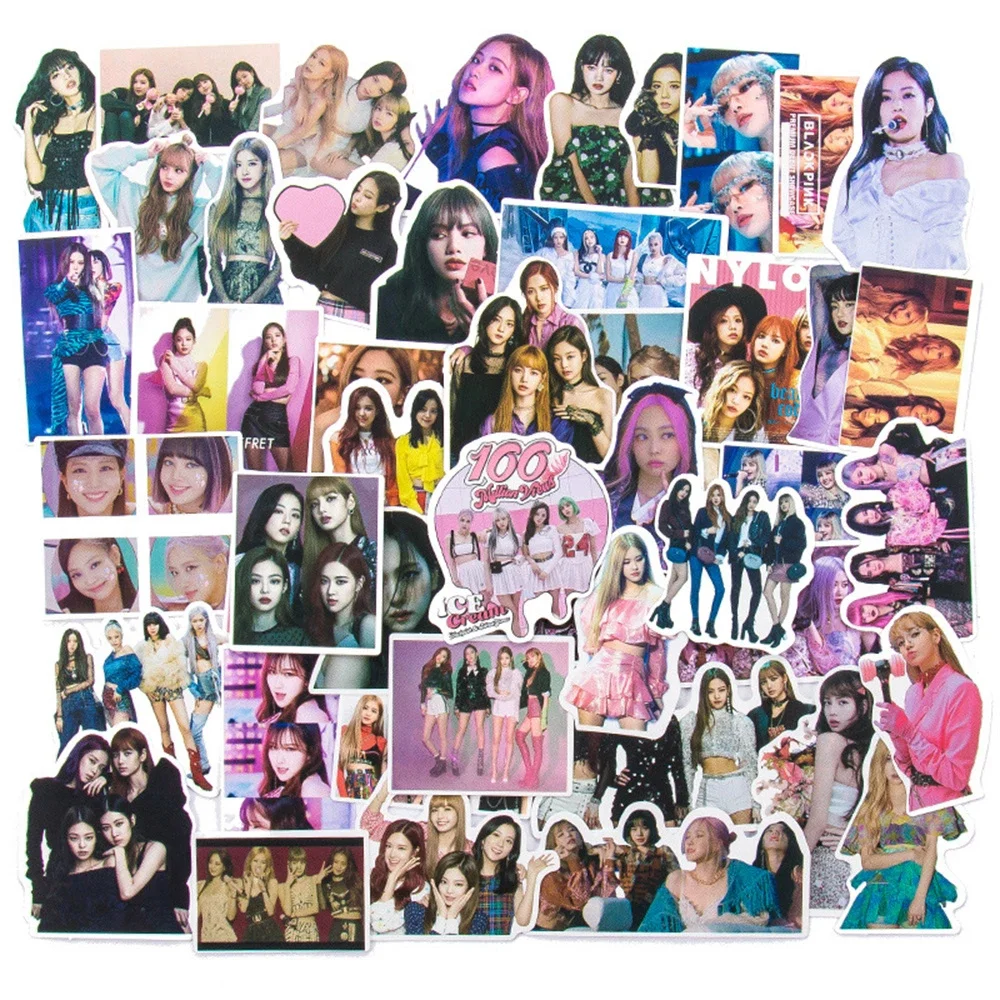 

10 / 30 / 50pcs popular black pink women's group graffiti sticker trunk suitcase notebook f waterproof sticker wholesale