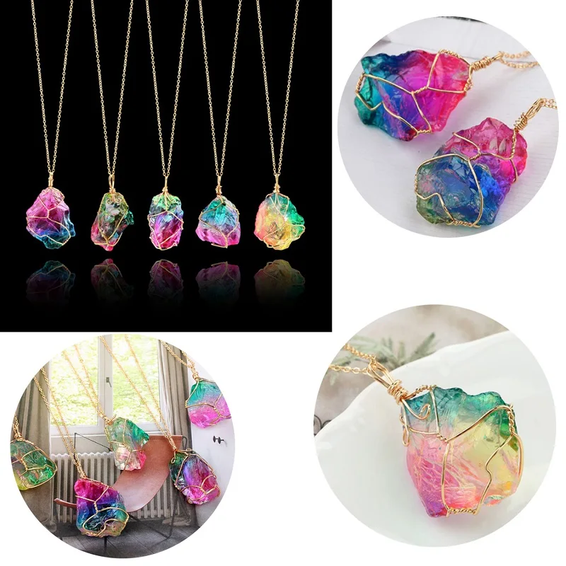 Ожерелье с подвеской из камня и кварца 1 шт. точка чакры случайный цвет 2019 |