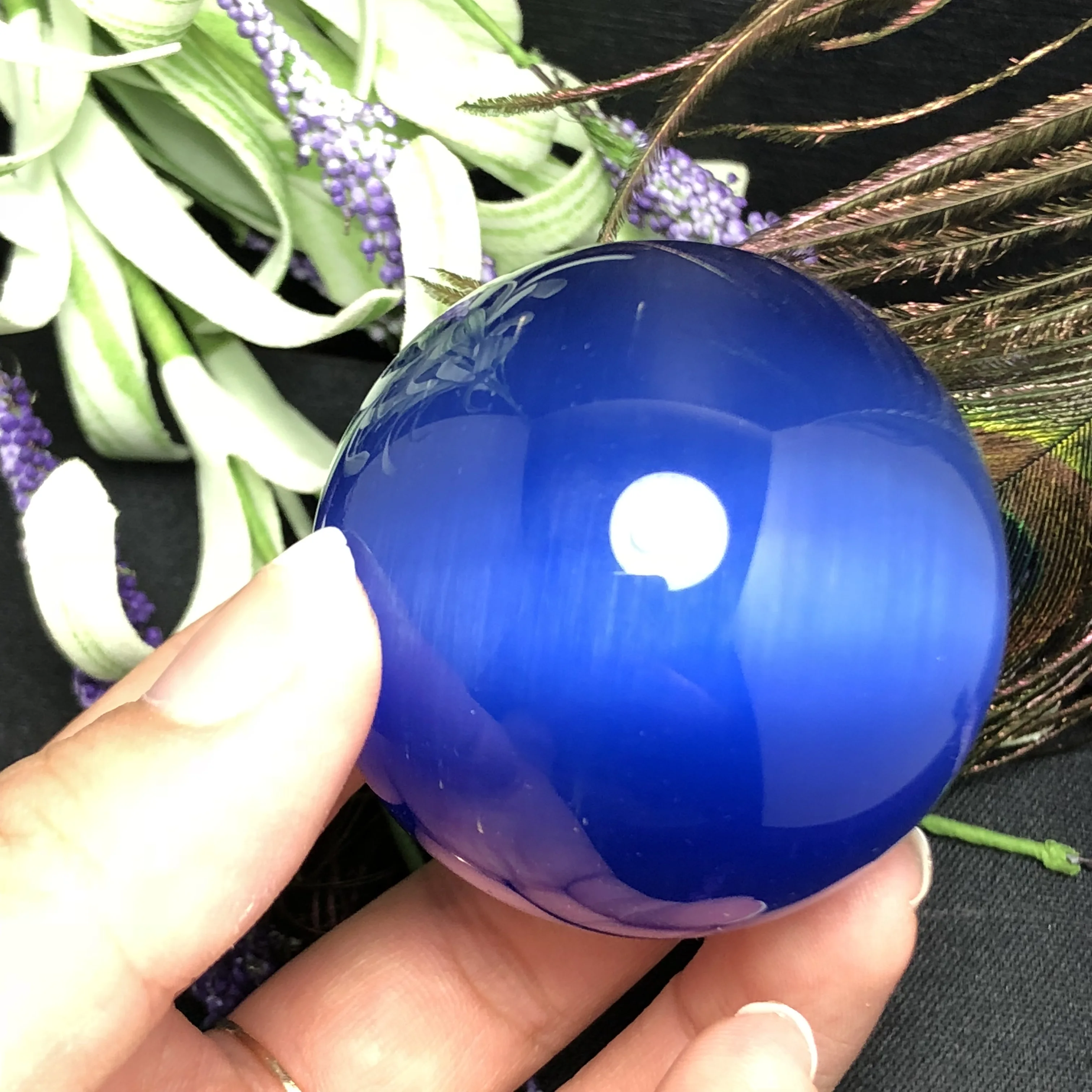 Разноцветная кошка с голубыми глазами камень женский ni яйцо Голубой опал очень