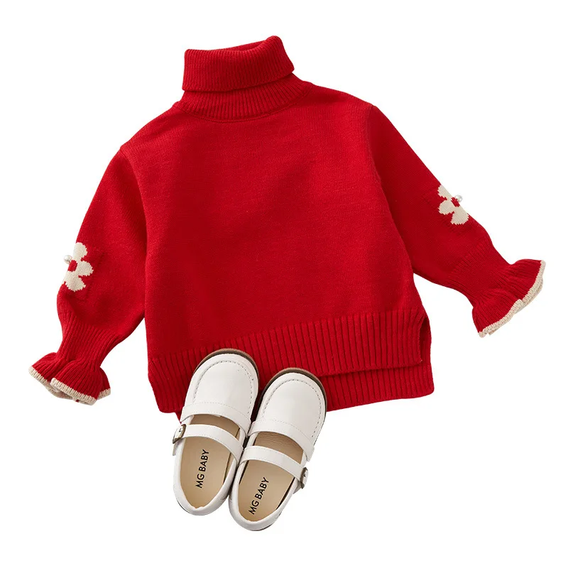 

2021 Ins Fashion Girls Turtleneck Sweaters Winter Fashion Knit Sweaters Children Clothing