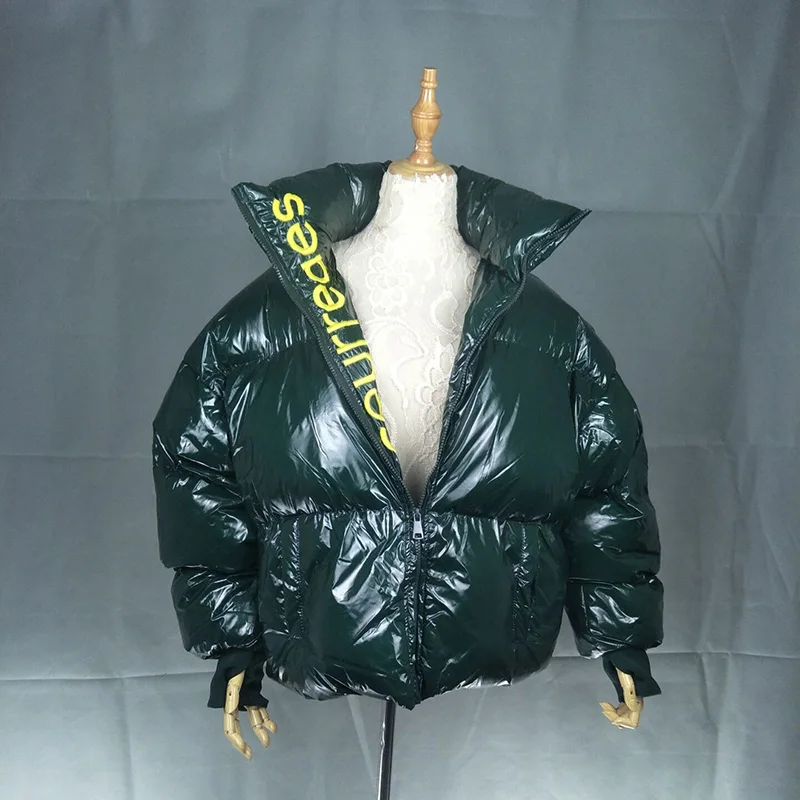Женское зимнее пальто, блестящая пуховая парка, женское водонепроницаемое пальто, куртка с вышивкой, большой размер, зимняя теплая Толстая парка, куртка