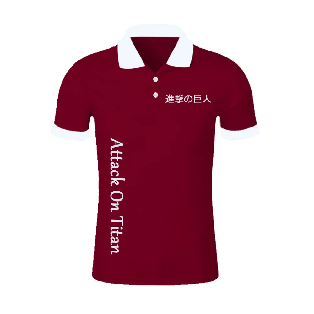 

Anime Attack On Titan Polo Shirt Men's Short Sleeve Casual Printing Solid Anti-shrink Shirts Quality Mens Clothing Summer Polos