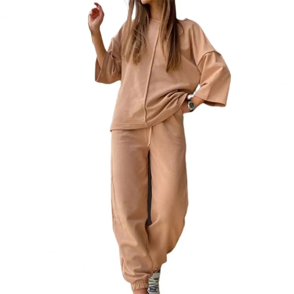 

1Pc Tracksuit Women Comfy Outfits Sport Jogging Pants Set Track Suit 2021 Summer Clothes Three-quarter Sleeve T-Shirt Suits New
