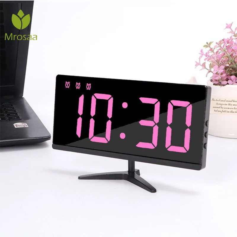 Digital Alarm Clocks LED Mirror Clocks Multifunction Snooze Display Temperature Time Night LCD Light Tables Desktops USB Cables
