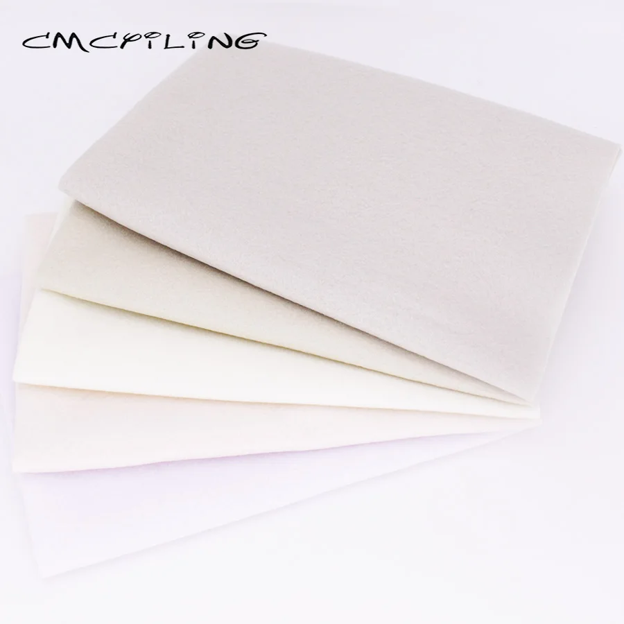 

CMCYILING Soft Felt Fabric For Needlework DIY Sewing Dolls Crafts White Series Polyester Cloth 45cmx55cm 5Pcs/Lot