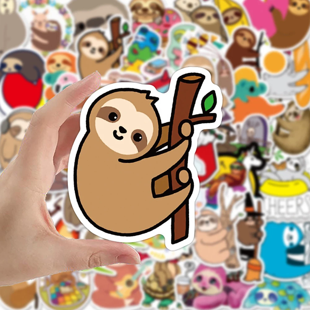 Pegatinas de animales para ni&ntilde;os, calcoman&iacute;as bonitas de perezoso para monopat&iacute;n, guitarra, port&aacute;til, motocicleta, equipaje, juguete cl&aacute;sico, pegatina de broma, regalo, 10/30/50 Uds.-3