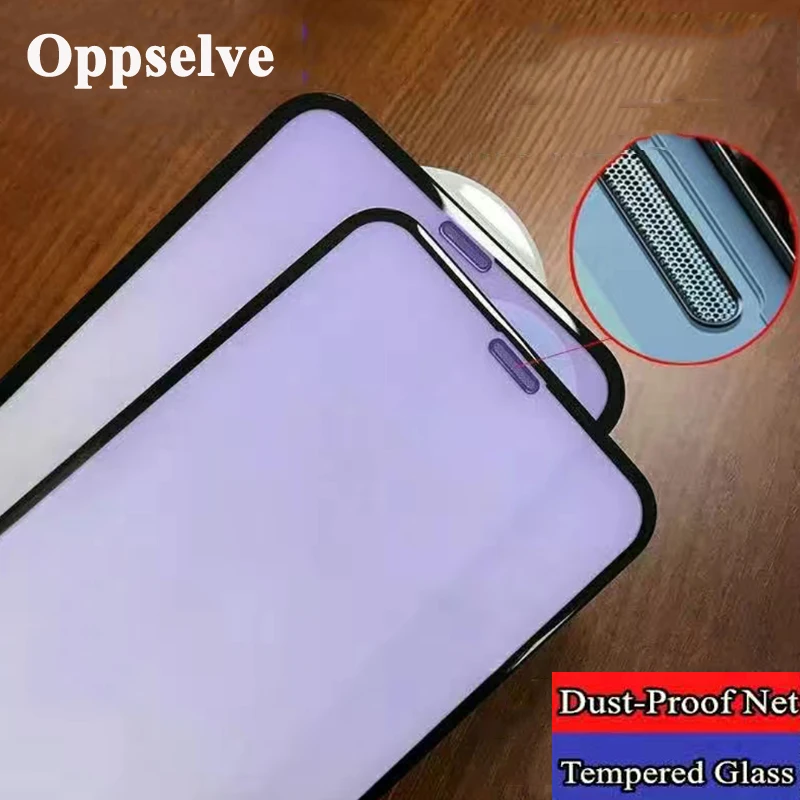 Anti Blue Light Screen Protector For iPhone 13 12 Mini 11 Pro Max X Xs Xr 8 7 6 6s Plus Tempered Glass Film With Dust Filter | Мобильные
