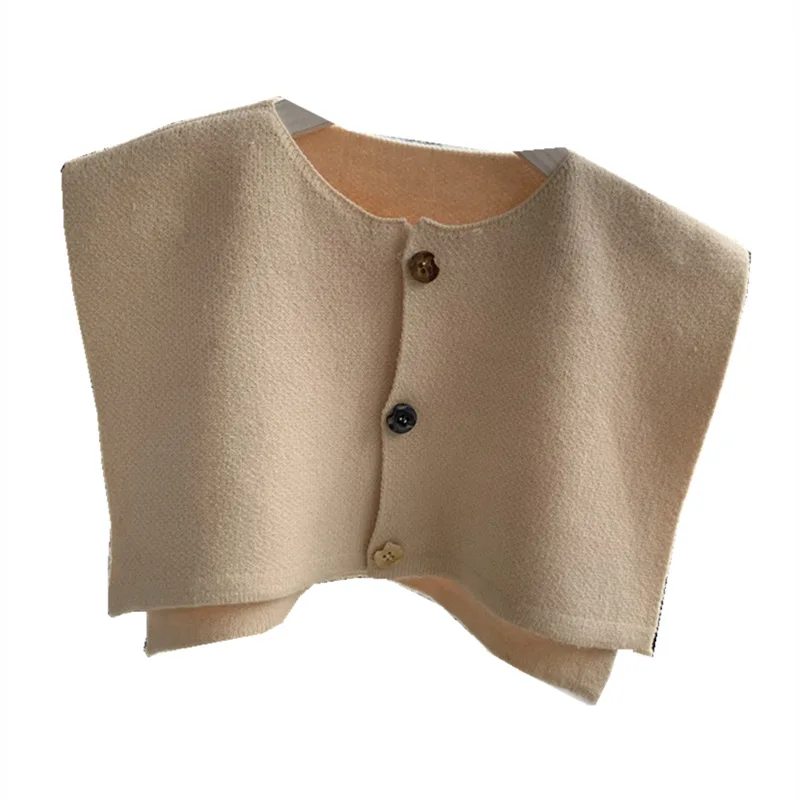 

Pure Color Knitted Small Shawl False Collar Air-conditioning Fake Collars Waistcoat All-match Female Women Half Blouse Shirt