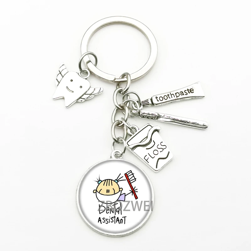 

Cute Tooth Cleaning Promotion Key Chain Dentist Souvenir Gift Key Ring Angel Tooth Pendant Toothpaste Toothbrush Charm Bag Woman