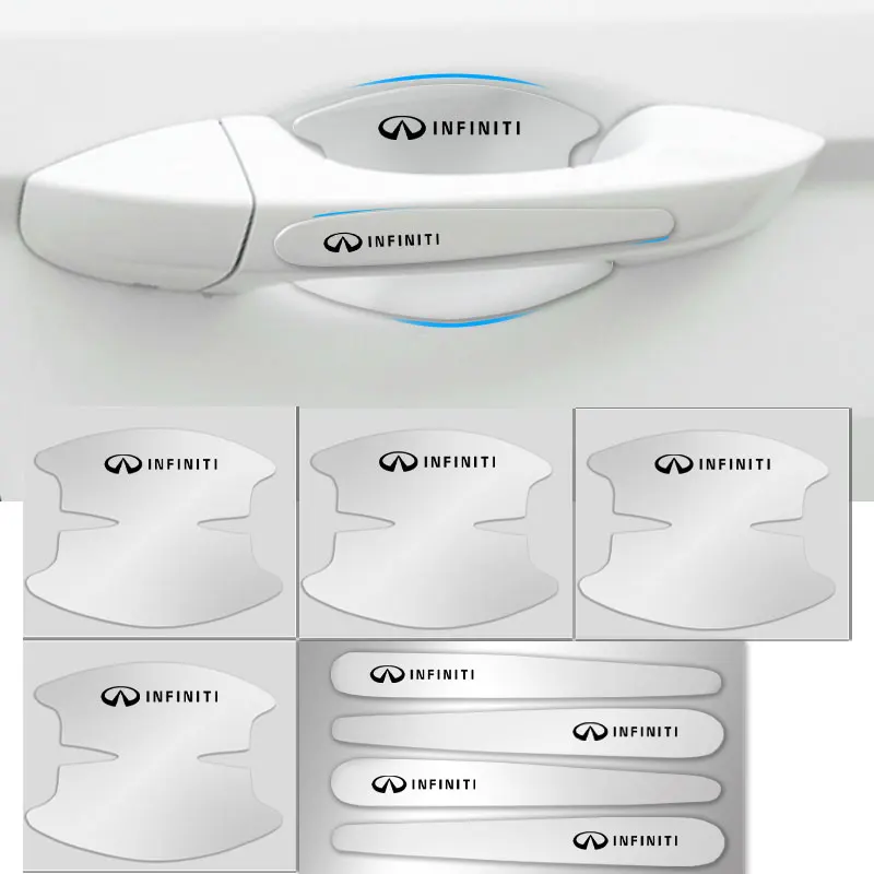 

8pcs Transparent Car Door Handle Sticker Decoration Protector Film for Infiniti Q50 FX35 Q30 G37 Q70 QX70 G35 Q60 QX50 QX60 QX80