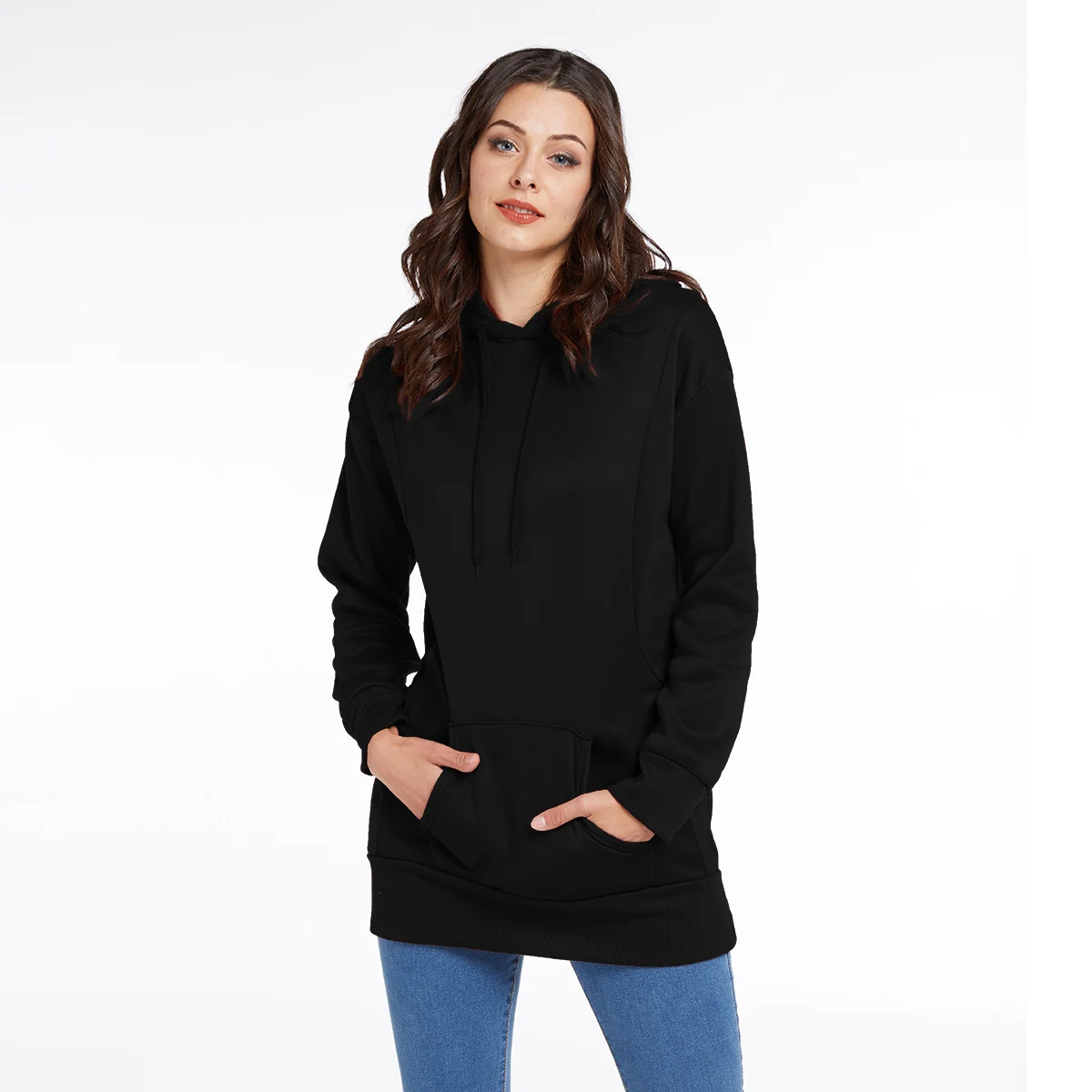 Женская толстовка с капюшоном FADZECO однотонная Повседневная Толстовка Осень-зима