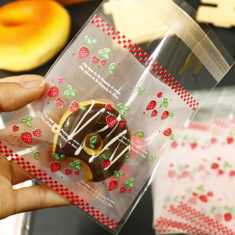 100 шт. классические пакеты для печенья в виде клубники самоклеящиеся Свадебные