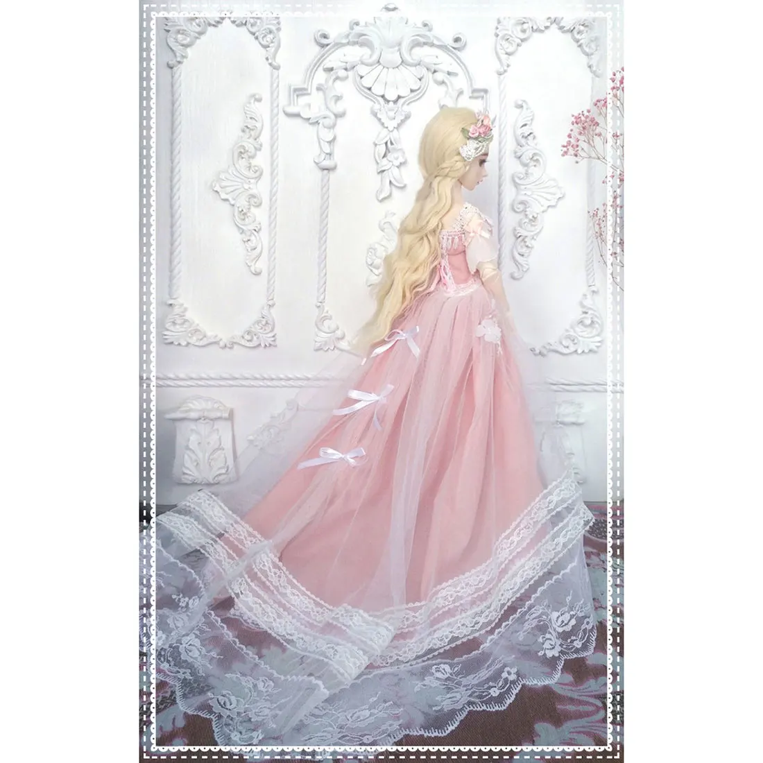 

MODIKERBJD Pink Dress Trailing Skirt for 1/4 1/3 BJD Dolls Dolls Accessories - No Doll