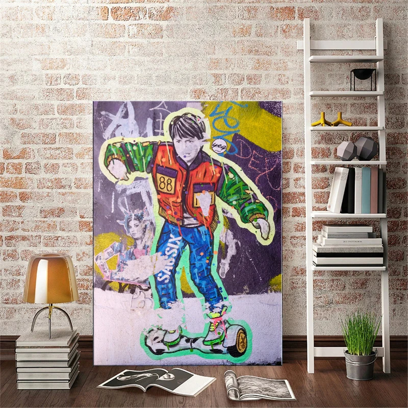 

Street Graffiti Art Boy Skateboarding Wall art Canvas Paintings Poster and Print Wall Art Picture for Living Room Cuadros Decor