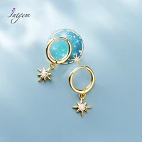 925 sterling silver ear hoop earrings star design light star buckle female simple small fresh zircon earrings jewelry for women