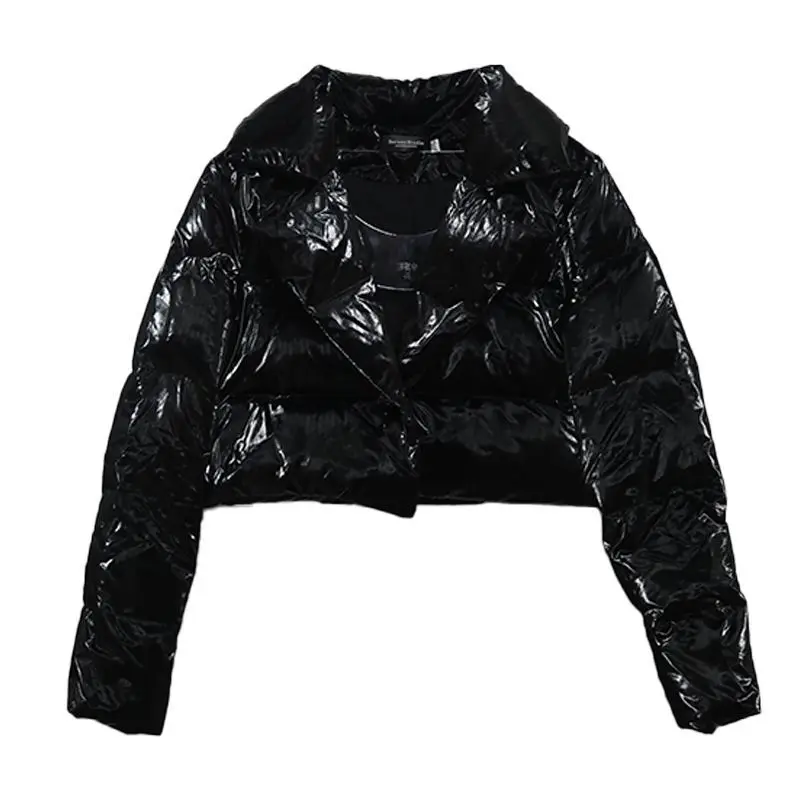 

Hooded Parka Puffer Jacket Solid Cropped Bubble Coat Ladies New Fashion Polyester Clothing Short Streetwear Women Winter Coat