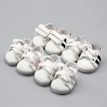 1 pair of casual shoes 20cm idol doll shoes lace-up striped leather shoes 20CM plush cotton doll toy