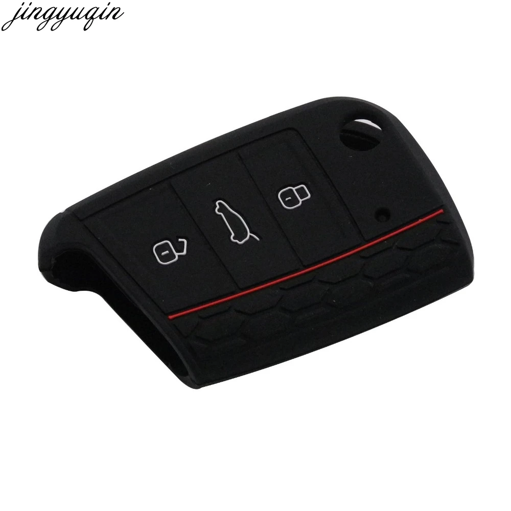 Jingyuqin 3 кнопки силиконовый чехол для брелка с ключом VW Polo 2016 Golf 7 MK7 Skoda Octavia Combi A7 SEAT