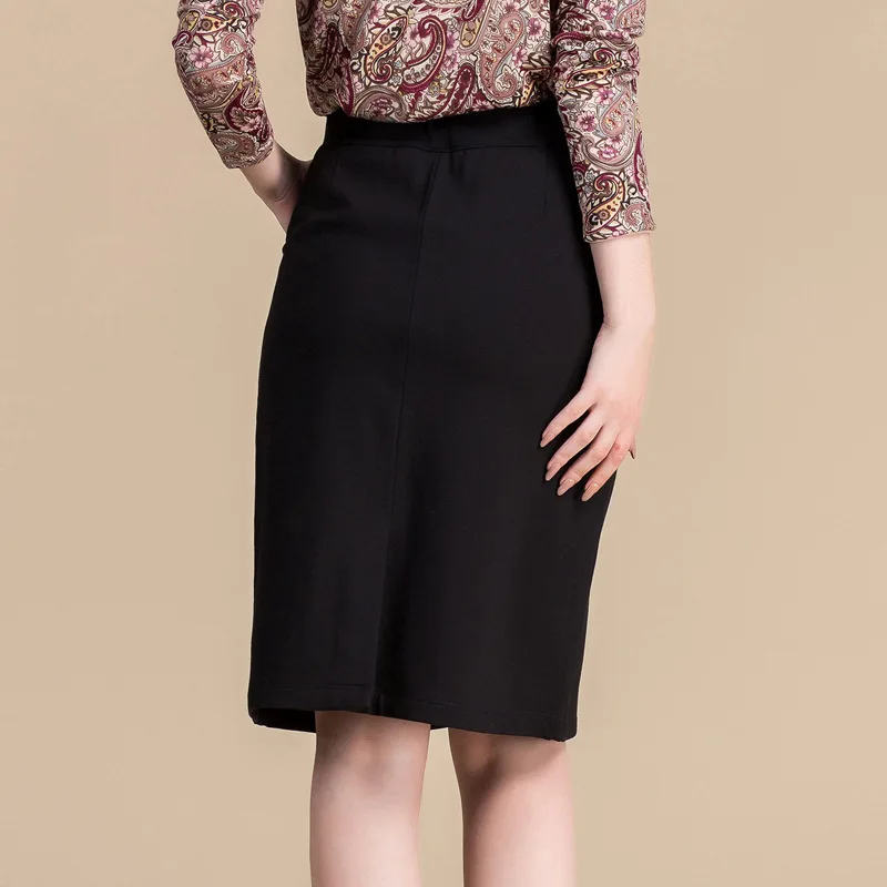 Женские юбки с высокой талией шелковая трикотажная юбка начесом размеры L XL