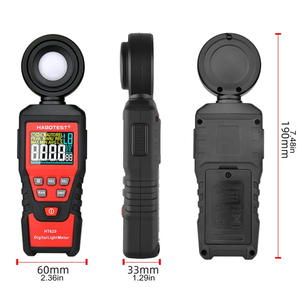 Light Meter Handheld LED Lux Data Hold Precision Illuminometer Photometer HABOTEST HT620 Professional |