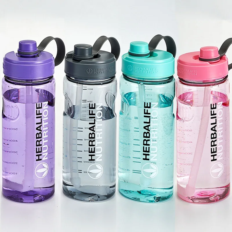 Оптовая продажа пластиковая Спортивная бутылка для воды Herbalife с соломинкой 1000 мл