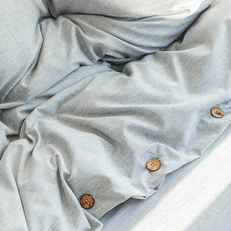 

100%Cotton Ultra Soft and Breathable Bedding Duvet Cover Set with Button Brief Easy Care 4Pcs Twin Queen King size Bed Sheet set