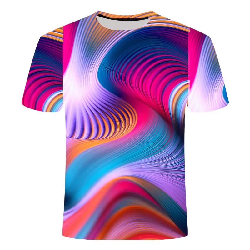 

New 3D Tunnel Vertigo Graphic T-shirt Casual Harajuku Top 3D Plaid Mens T-shirt Summer O-Neck Shirt Large Size Streetwear Short