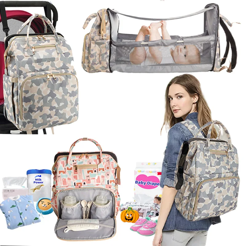 Mochila de viaje de gran capacidad para mam&aacute;, bolso de lactancia, para cambiar pa&ntilde;ales, para el cuidado del beb&eacute;, 1 ud.-0