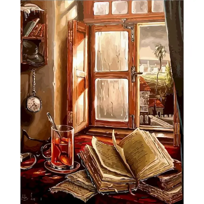 

GATYZTORY Frame Christmas Street Diy Painting By Numbers Calligraphy Painting Acrylic Paint By Numbers Modern Wall Art Picture