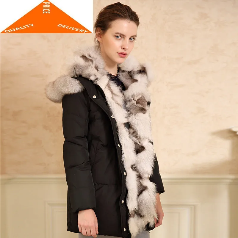 

White Jacket Women Duck Down Coat Female Large Fox Fur Hooded Warm Clothes Ladies Thick Winter Coats 2020 LWL9049