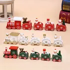 Рождественский деревянный поезд, окрашенный, рождественское, Новогоднее украшение для дома, Санта-Клаусмедведь, детские игрушки, подарочное украшение, рождественский подарок для детей