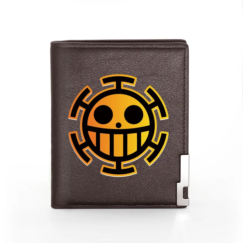 

New Arrivals One Piece Funny Skull Printing Black Leather Wallet Men Women Bifold Credit Card Holder Short Purse Male