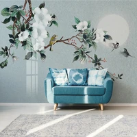custom wallpaper chinese style 3d hand painted flowers and birds mural background wall painting living room tv sofa home decor