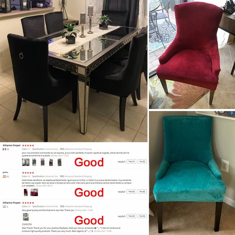 Velvet Fabric European Style Chair Cover Sloping Arm Big Size Wing Back King Covers Seat Washable Removable | Дом и сад