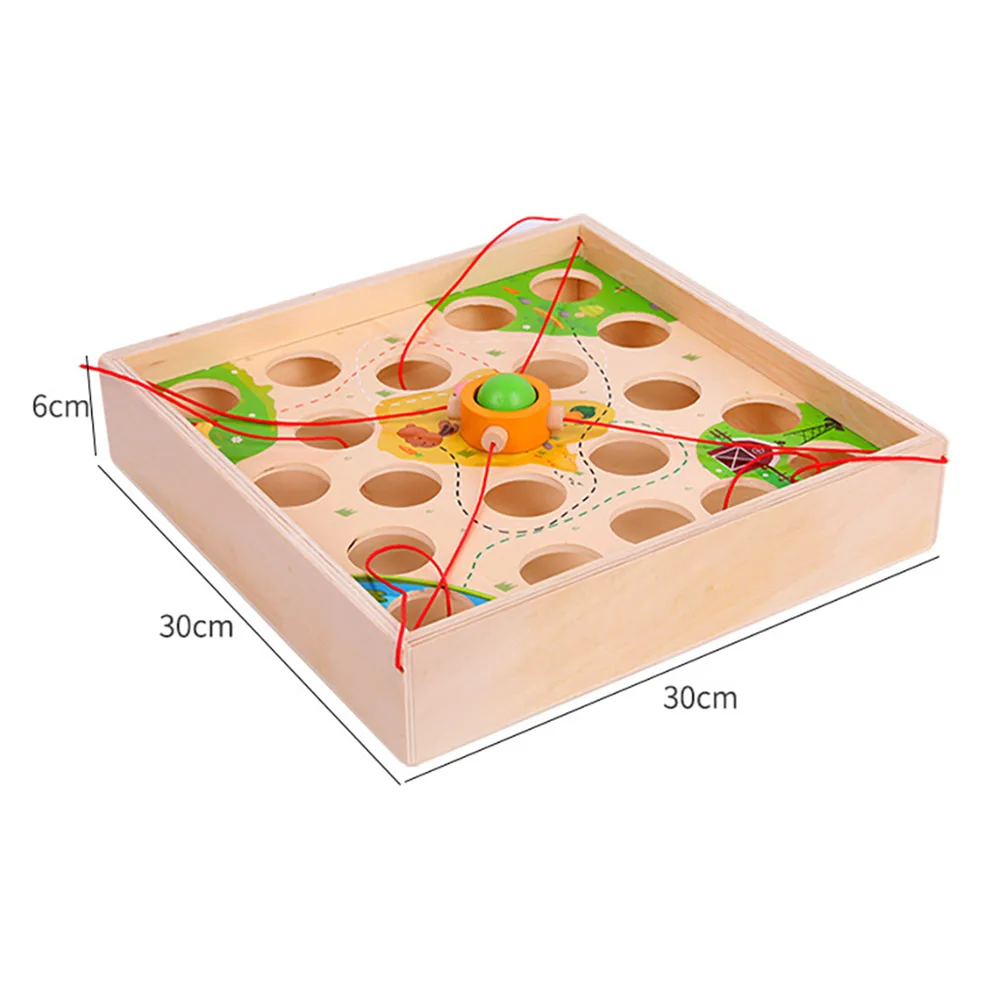 

IKAUOIE Creative Pull Ball Table Game Children Wooden Maze Kindergarten Early Education Intellectual Strength Parent-Child Toy