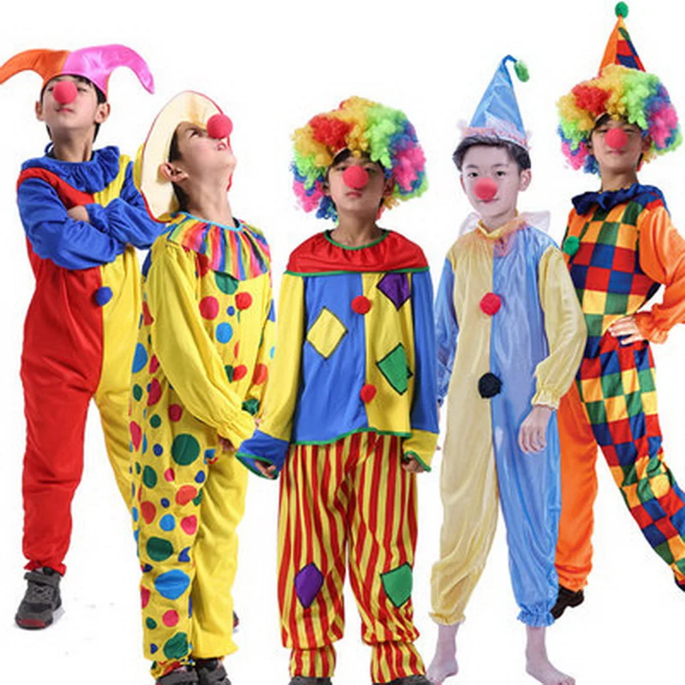 

Halloween Children's Day Purim Circus Clown Costumes Boys Kids Funny Clown Fantasia Boy Girls Cosplay Kids