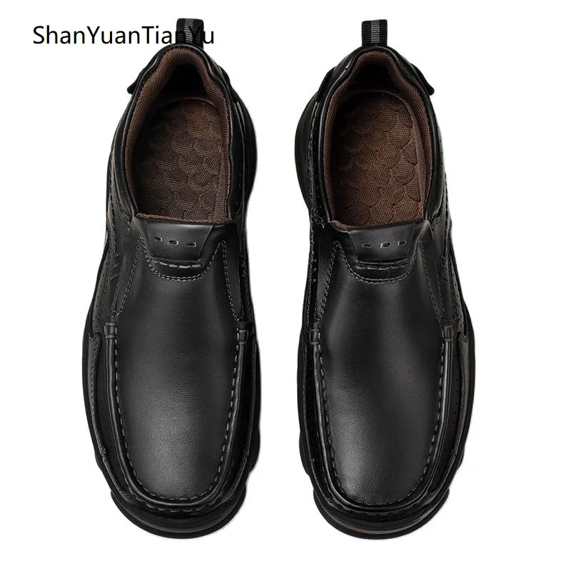 

First Layer Quality Cowhide Leather Shoes Men Set Foot Shoes Flat Heel Spring Autumn Rubber Shoes Youth Trend Casual Shoes Men