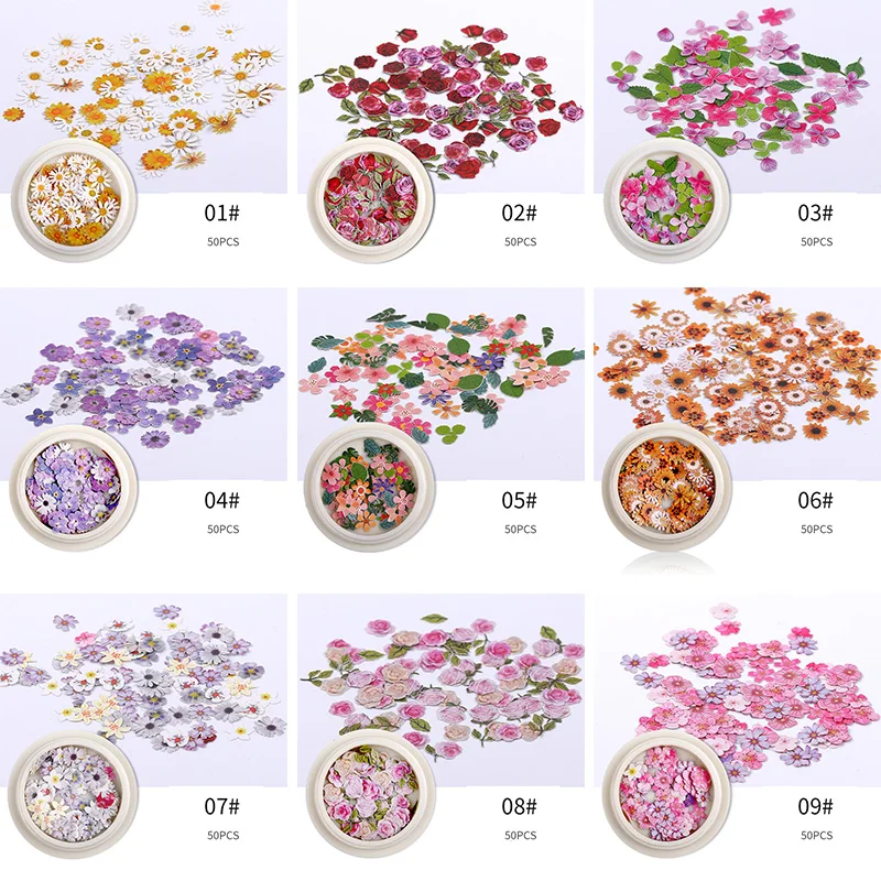 Искусство ногтей разноцветные маленькие маргаритки розы ультратонкие патчи из