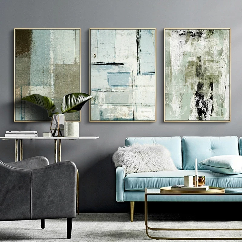 

Абстрактная Картина на холсте, зеленый постер и печать для гостиной, спальни, декоративная современная картина, настенное искусство для дом...