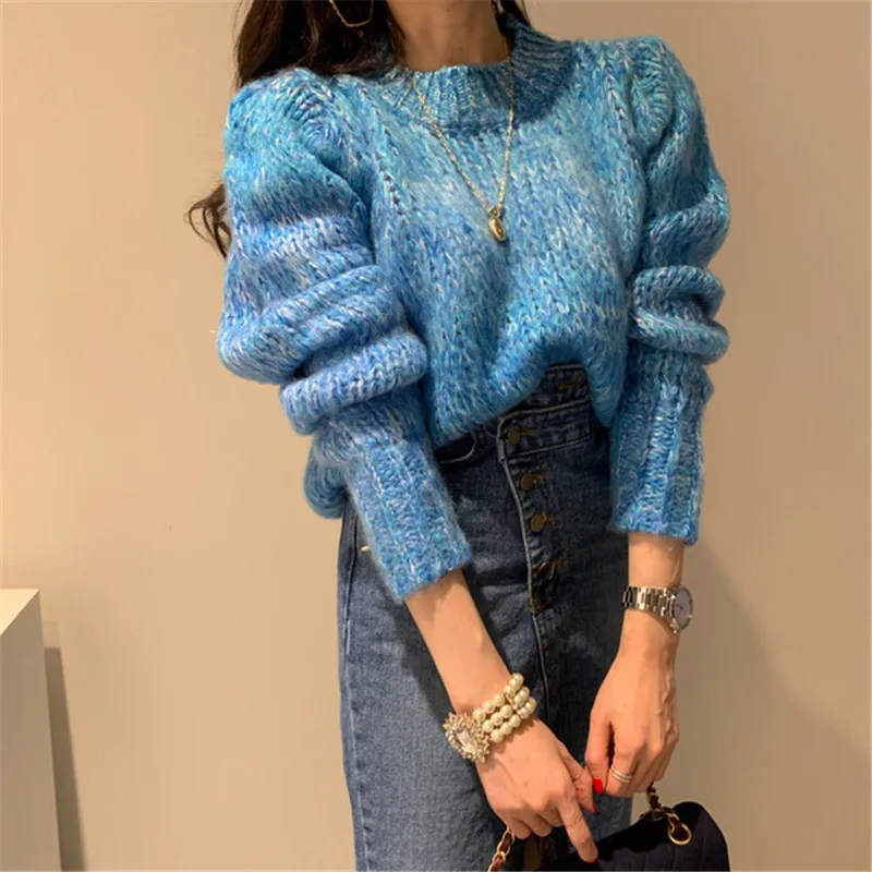 

Long Sleeve Thick Knitted Pullover Spring Winter Sweater Tops Pull Femme Fashion Candy Color Sweater Women Korean Casual O Neck