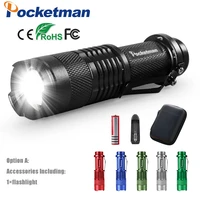 led flashlight torch lantern portable mini flashlight zoomable torches outdoor camping emergency lamp with pen holder