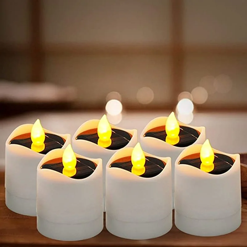 Solar Flameless LED Candle Tea Light Candle Wedding Anniversary Holiday Wedding Household Decoration Energy-saving Candle Light