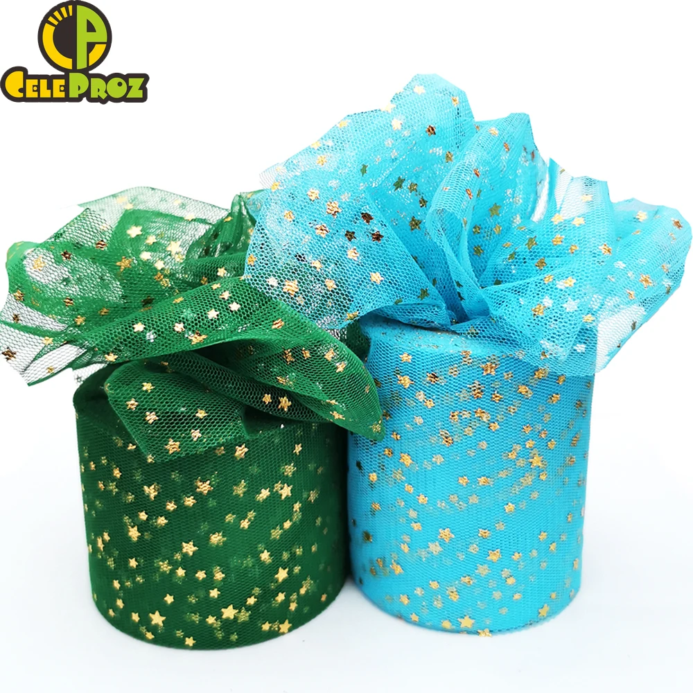 8 см 5 ярдов блестящая Звезда тюль рулон мягкие блестки золотистого/серебристого