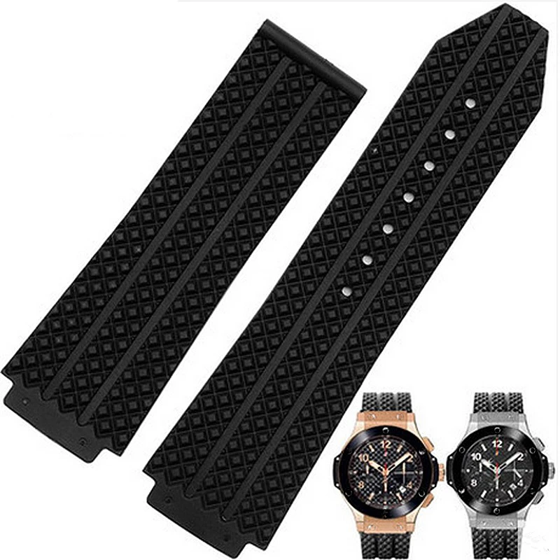 Silicon WatchBand For HUBLOT Big Bang Classic Fusion Series Skidproof Band Watch Strap 25*19mm black Wrist Bracelet Belt