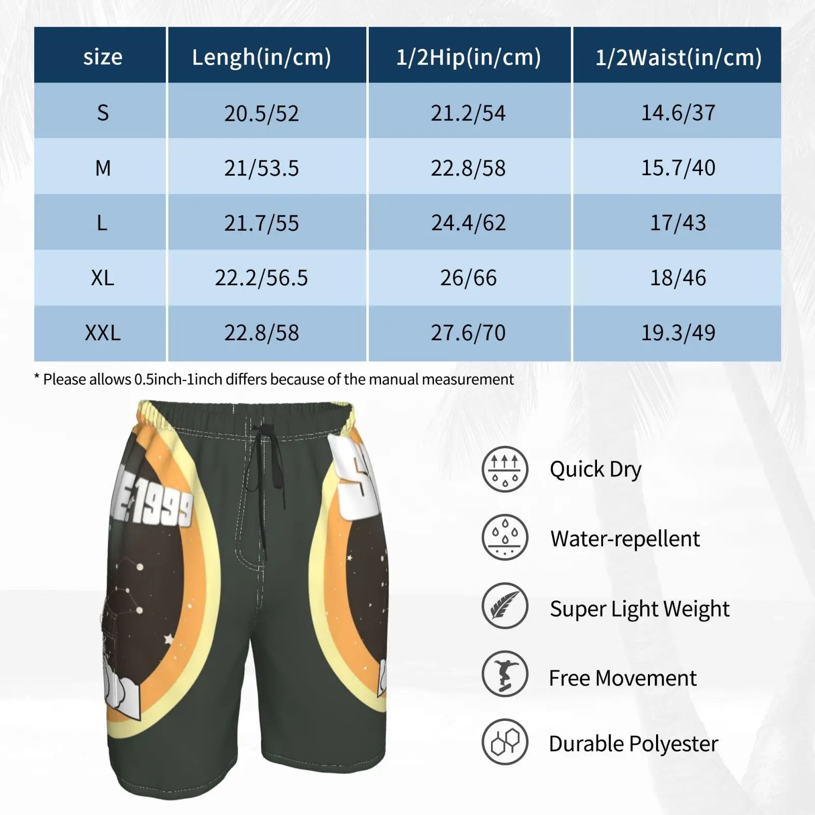 Пространства 1999 Винтаж Стиль Пляжные шорты мужские пляжные для купания Андерсон