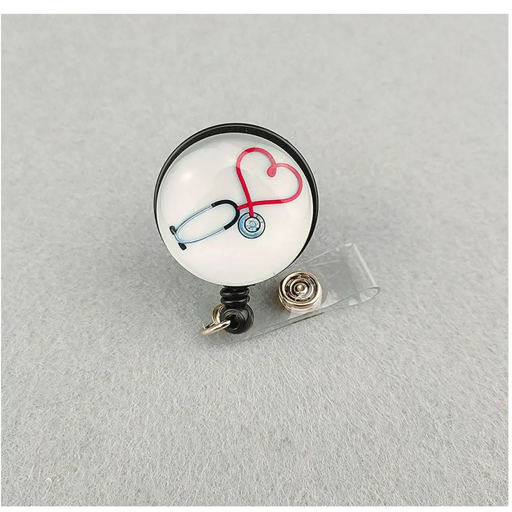 2 шт. стетоскоп медсестра поворотный крокодил выдвижной барабан ID значок имя