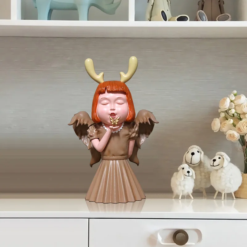 Скульптура маленького ангела в скандинавском стиле для девочек Статуэтка из
