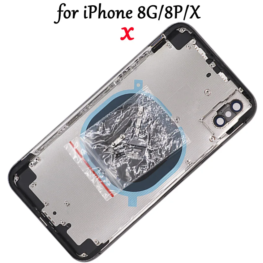 10 шт. чехол для iphone 8 8G P Plus X XR XS задняя крышка + средняя рамка sim карта без