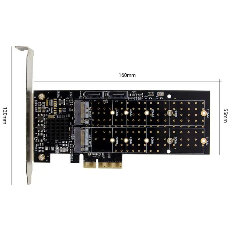 

PCI-E X4 M.2 + SATA3.0 NGFF KEY B Or KEY B+M RAID Conversion Card NVME SSD Array PCI Express 2.0 X4 Expansion Card For PC Laptop