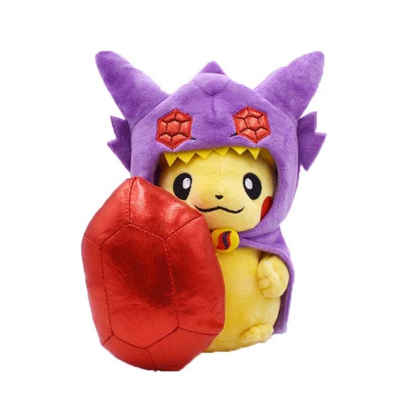 Горячие игрушки 20-24 см 7,9-9,4 ''Пикачу Косплей тиранитар Hydreigon Charizard Snorlax Ampharos Garchomp Мягкие плюшевые игрушки плюш - Цвет: 22cm Purple hat